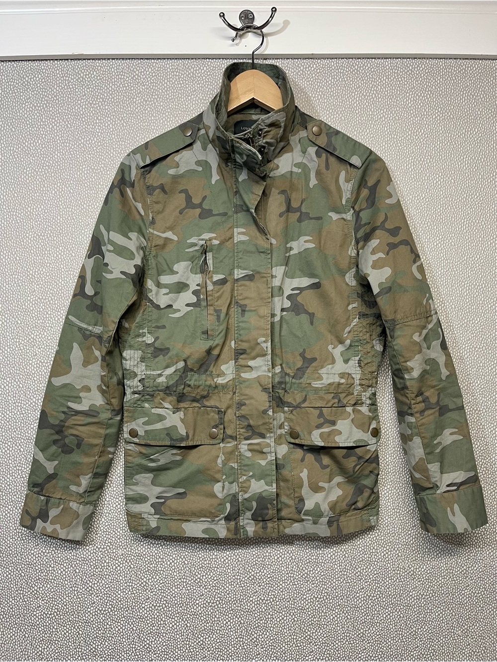 M Love Tree Camouflage Field Jacket with Cinched Waist